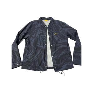 Dime Jacket Mens Large Navy Marble Coach Snap Button Embroidered Logo Skateboard